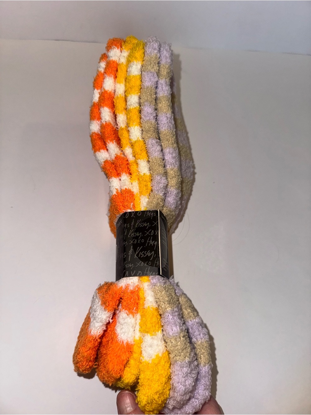Xhilaration Plush Checkered Socks in Orange, Yellow, White & Lavender